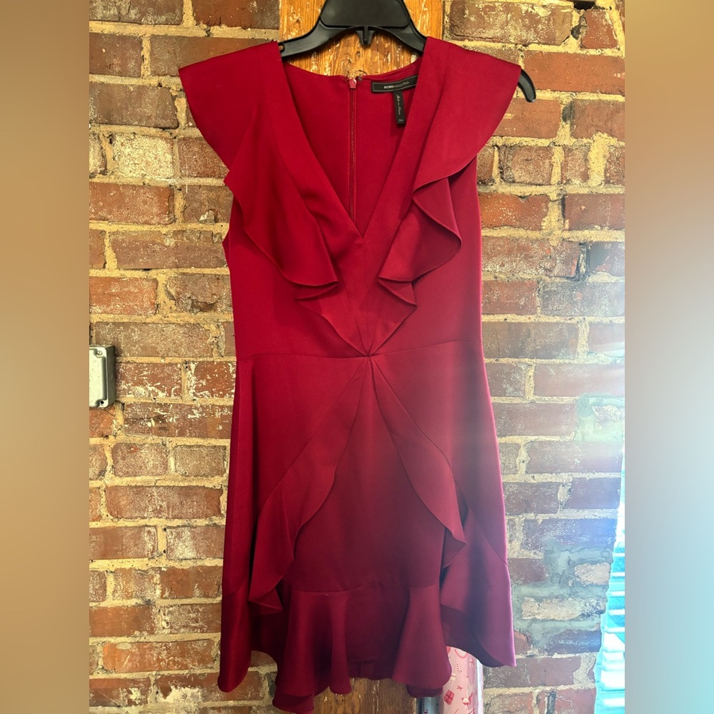Elegant Red Ruffle Dress